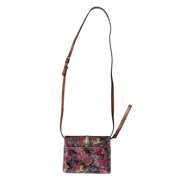 Patricia Nash Floral Leather Crossbody Shoulder Bag Purse Removable Strap Clutch - Picture 5 of 11